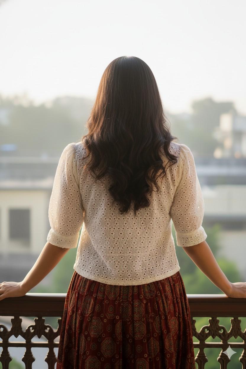 Maroon and Cream colour combinaton with a Detachable Jacket - Image 5