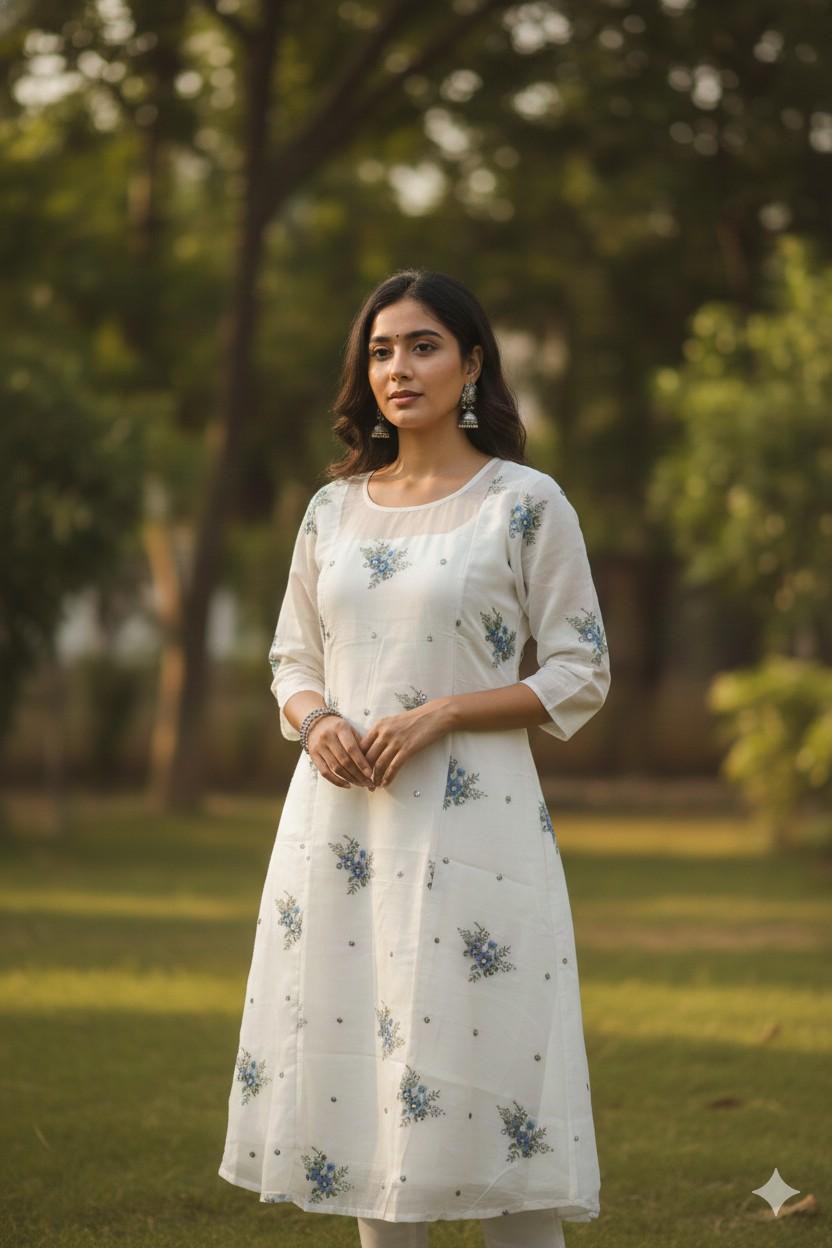 Chanderi Silk blend fabric (Top Only)