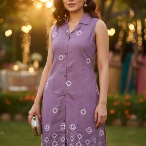 Light Purple Colour Cord Set With Thread Work